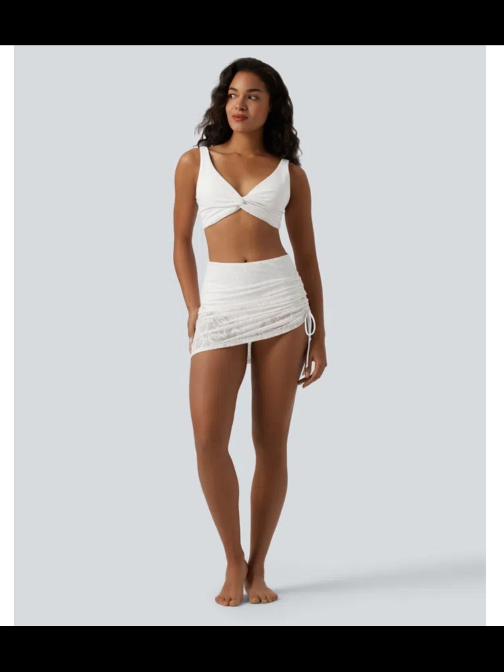 NWT Halara Bikini with High Waisted, Tummy Control Skirt, Swim Set, Lace, XL